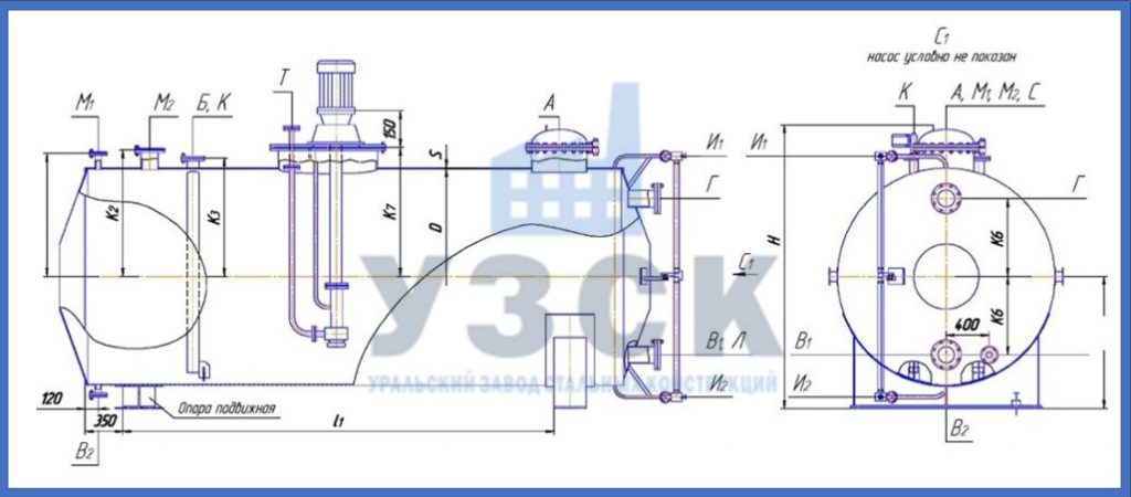 Чертеж емкости ГКК в Новосибирске